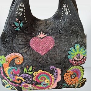 Kippy Soft Leather Embelished Satchel Shoulder Bag Collectors Item